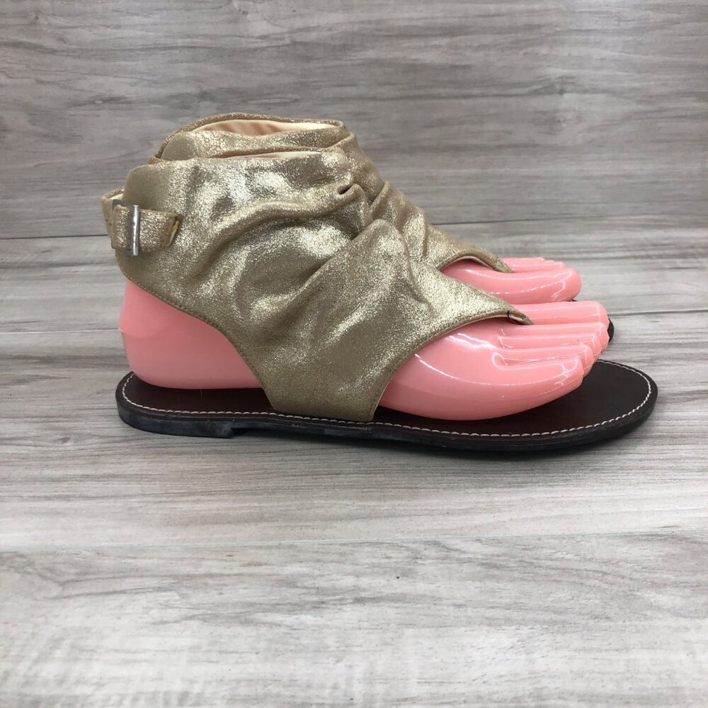Nordstrom Sandals Women's 5 Shimmer Copper Gold Leather Thong Slouch Flat Shoes